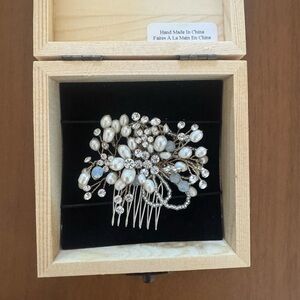BHLDN Anthropologie Elegant Gold & Silver Pearl Hair Comb by Justin & Taylor